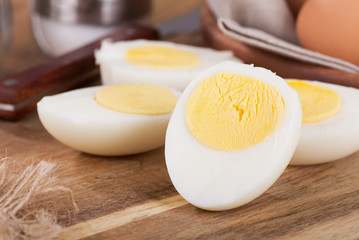 Closeup of Sliced Hard Boiled Eggs