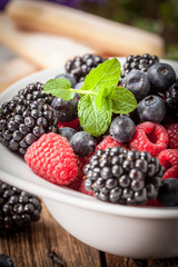 Mix of berries in a bowl.