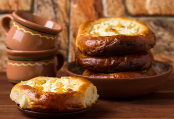 Homemade pies with cottage cheese.