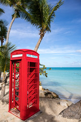 Phone booth in Dickenson Bay on Antigua in the Caribbean