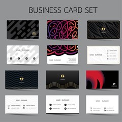 Business card set template design. With inspiration from the abstract. Contact card for company. Two sided on the gray background. Vector illustration. 