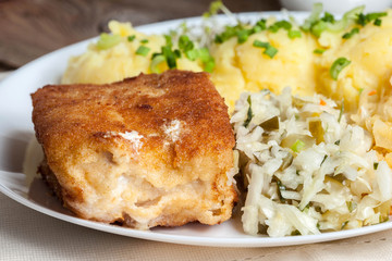 Fried fish fillet of cod.