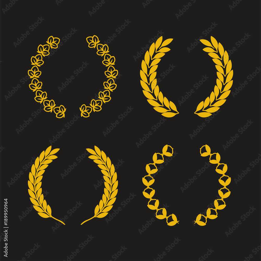 Wall mural laurel wreath vector monocrome for logo element asset design