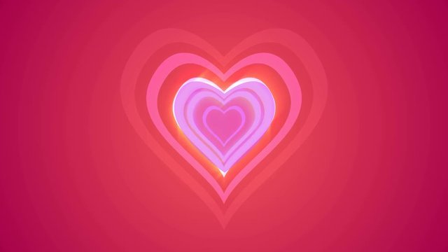 Valentine's day neon light hearts on pastelpink background.