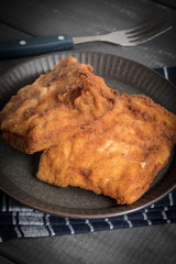 Two fried cod fillet pieces.