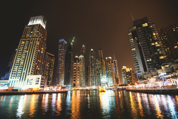  Dubai night cityscape.