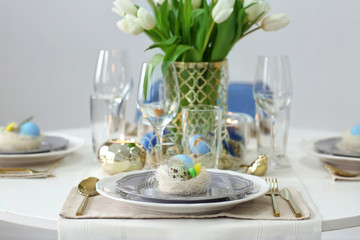 Beautiful festive Easter table setting