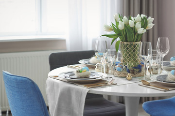 Beautiful festive Easter table setting