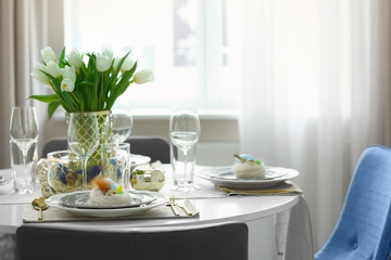 Beautiful festive Easter table setting