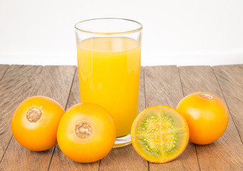 Lulo tropical fruit and juice - Solanum quitoense