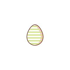 vector flat easter chicken egg icon. Spring holiday decorated festive symbol colored with abstract lines print for your design. Isolated illustration on a white background