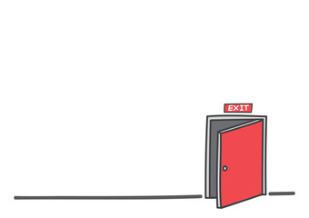 Doodle style red door hand drawing isolate white background with copy space. vector illustration.