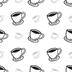 seamless background coffee cup doodle hand darwing. vector illustration.