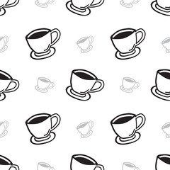 seamless background coffee cup doodle hand darwing. vector illustration.