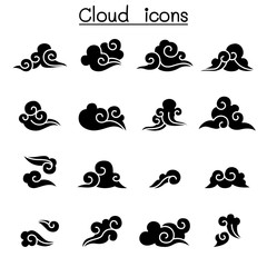 Abstract Cloud , Chinese Cloud , Curl cloud ,Decoration cloud, cloud icon set - obrazy, fototapety, plakaty