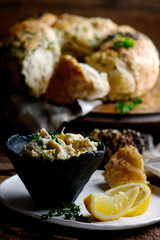 white bean dip with fresh herbs.