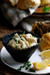 white bean dip with fresh herbs.