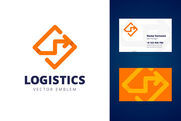 Logistics logo and business card template. 