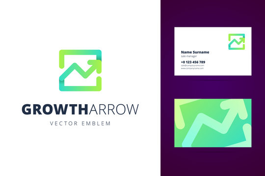 Growing chart logo and business card template.