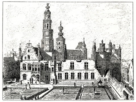 Palace of William of Orange (William the Silent) in Brussels (from Spamers Illustrierte  Weltgeschichte, 1894, 5[1], 553)