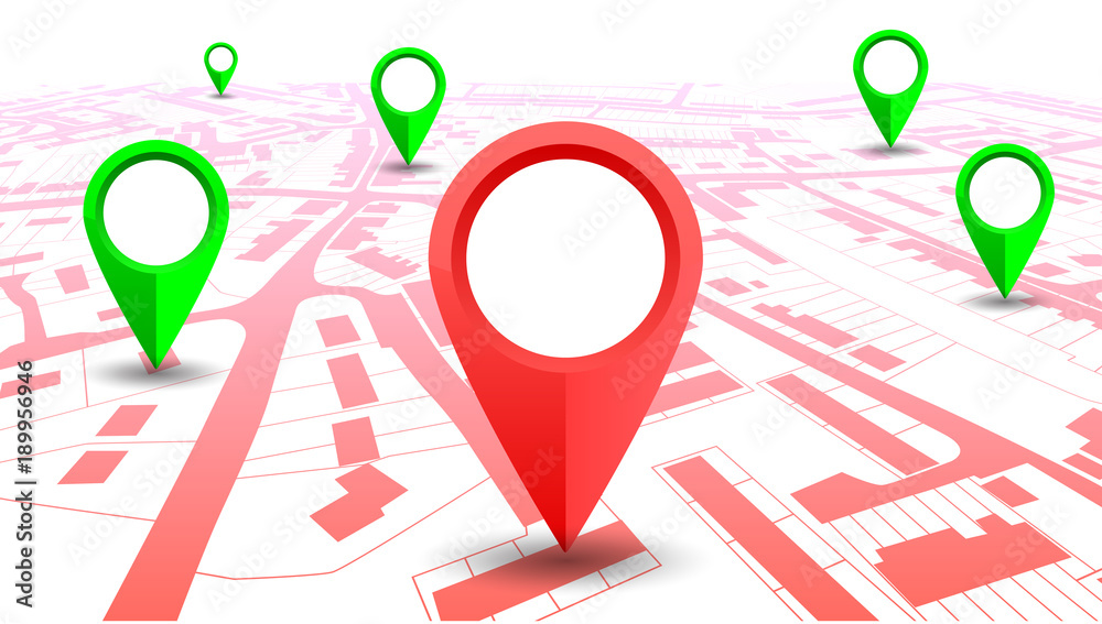 Poster GPS navigator pointer on city map – vector for stock
