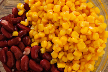 Beans and corn background food in bowl