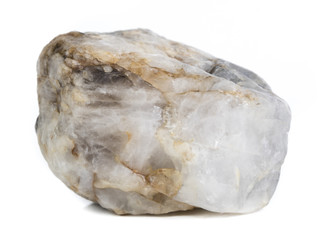 Single natural stone on white background, close-up