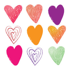 Drawing heart, valentine's day, valentine, grunge set, vector