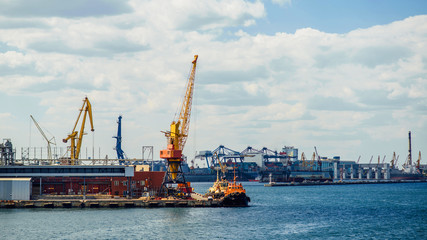 view of the industrial port on a sunny day