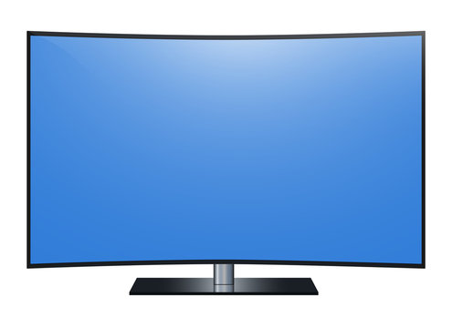 Curved tv. 4k Ultra HD screen, led tv isolated white background