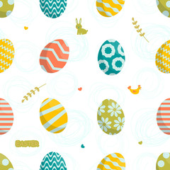 pattern on easter theme. Rabbit, chicken, eggs. spring Festival.