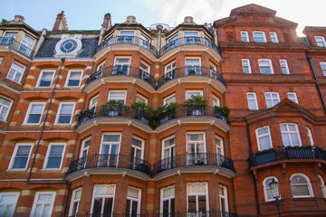 London, UK.  Residential aria of Kensington and Chelsea. Sloan street with row of periodic buildings. Luxury property in the centre of London.