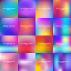 Obraz na płótnie Canvas Abstract vector multicolored blurred background set. For Web and Mobile Applications, art illustration template design, business infographic and social media, modern decoration.