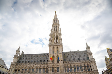 Fototapeta na wymiar The Town Hall of Brussels in the Grand Place