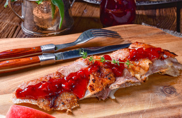 fried duck breast with cranberries