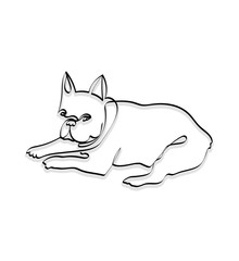 Minimalistic continuous one line drawing of a French bulldog. Vector asset for logo.