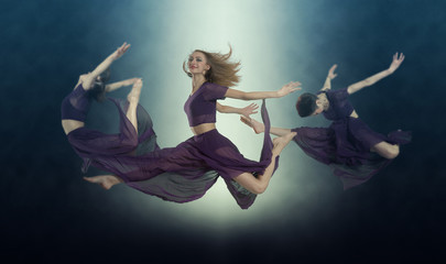 Fototapeta na wymiar The group woman of modern ballet dancers
