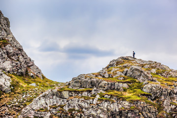 Man on top of the hill in Bergen, Norway