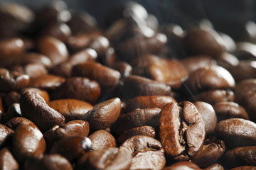 Hot roasted coffee beans