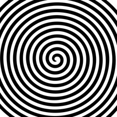 Black white round abstract vortex hypnotic spiral wallpaper - obrazy, fototapety, plakaty