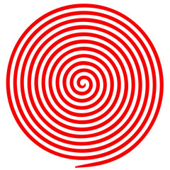 Red and white round abstract vortex hypnotic spiral. - obrazy, fototapety, plakaty