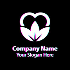 leaf love logo design, green nature love