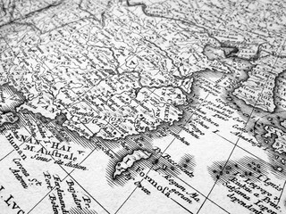 古い世界地図　中国と台湾