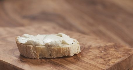 baguette slice with cream cheese