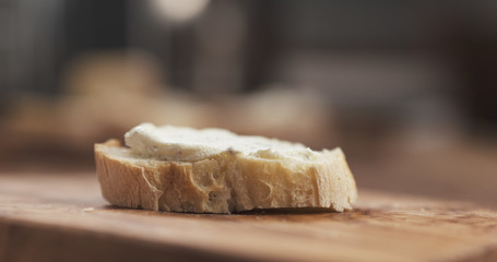 baguette slice with cream cheese