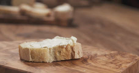 baguette slice with cream cheese