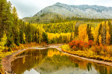 Panele Szklane  McDonald Creek, Park Narodowy Glacier, Montana, jesienią