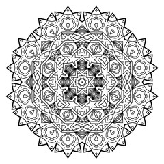 Flower Mandala. Vintage decorative elements. Oriental pattern, vector illustration. Coloring book page. Islam, Arabic, Indian, moroccan spain turkish mystic ottoman motifs