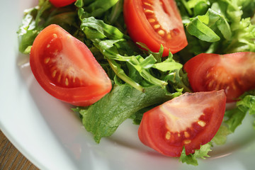 Fresh summer salad with tomatoes, arugula and mozzarella
