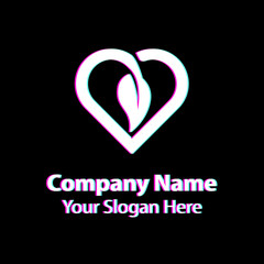 leaf love logo design, green nature love